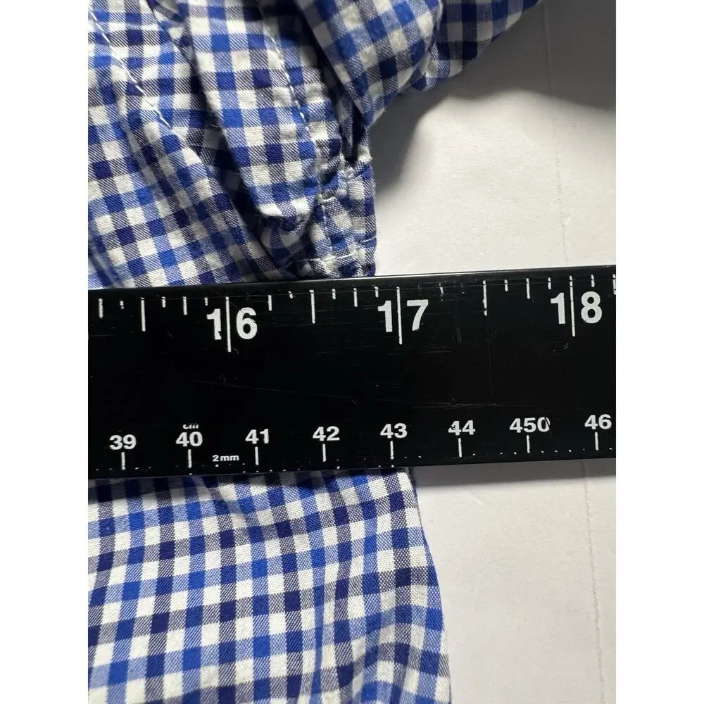 Ralph Lauren Boys M 10-12 Blue White Gingham Button Down Shirt Pony Logo